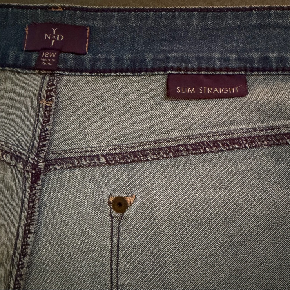 NYDJ Marilyn Straight Leg Jeans Woman’s Plus Size 18W Denim Faded Light Blue - Picture 7 of 11
